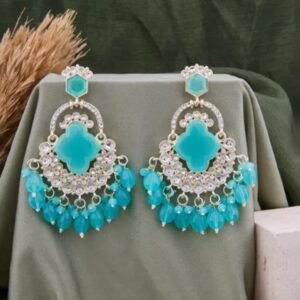 Ferozi rhinestone jhumka