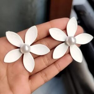 white flower earring