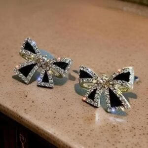 Black bow earring